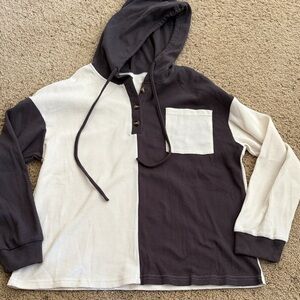 Two-Tone Hooded Pullover
